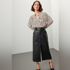 NWT THAKOON Leopard Printed Smocked Top Blouse Beige Combo Size L